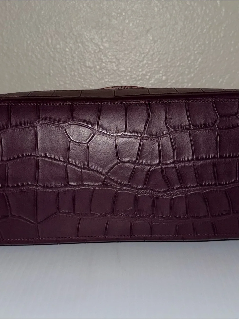 Coach Brown Signature Dome Satchel with Burgundy Trim and Snakeskin Handles